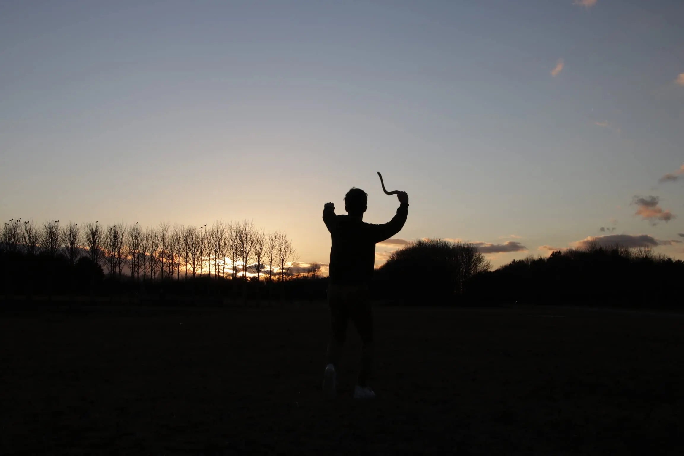 JF BUMERANG - emotionales Bild: Bumerang werfen im Sonnenuntergang